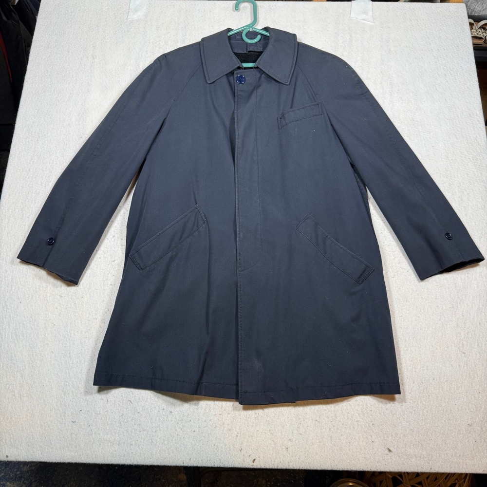 Larini Mens Navy Blue Trench Coat with Removable Liner Size 42R Overcoat